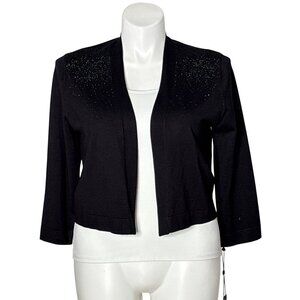 Tommy Hilfiger NWT Embellished Sequin Cardigan, Black Long Sleeves Women's XL